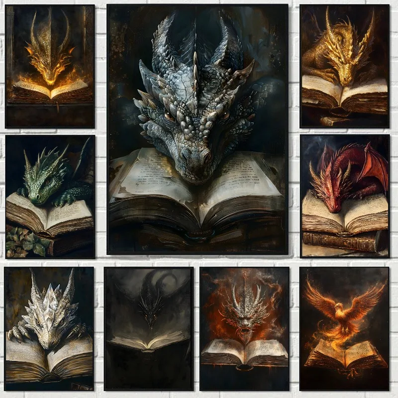 Home Decor Gothic - Grand Dragon livre de lecture affiche