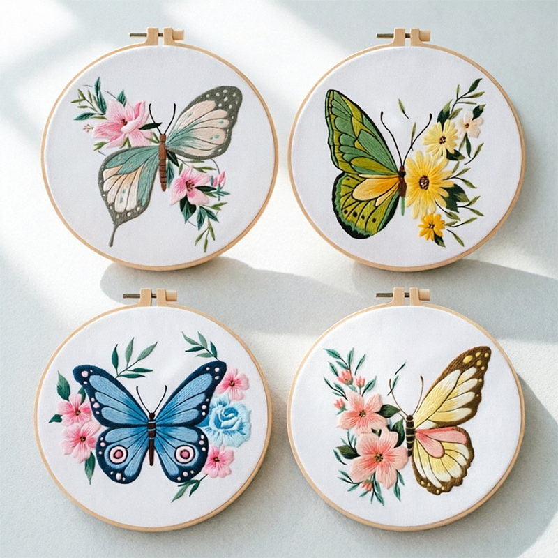 Home Decor Kit - 1 kit de broderie papillon 20x20