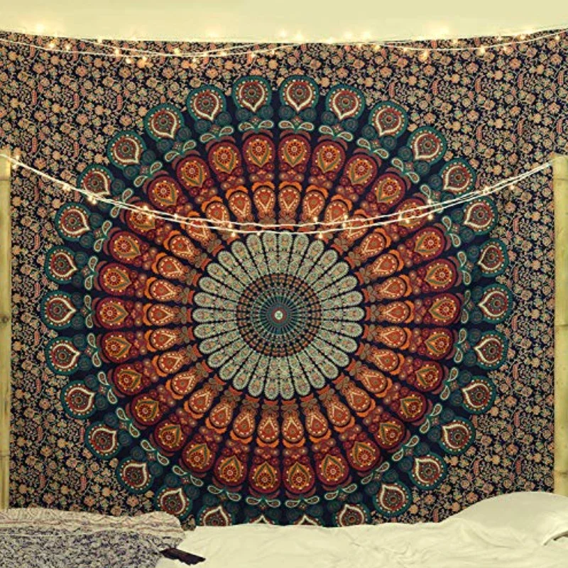 Aesthetic Tapestry - Tapisserie murale hippicopter Mandala, Inde, Bohème,
