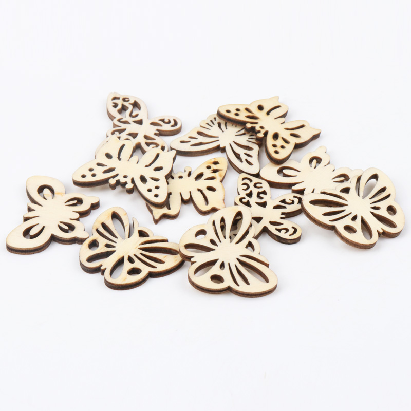 Home Decor Scrap - Motif de papillon naturel en bois,