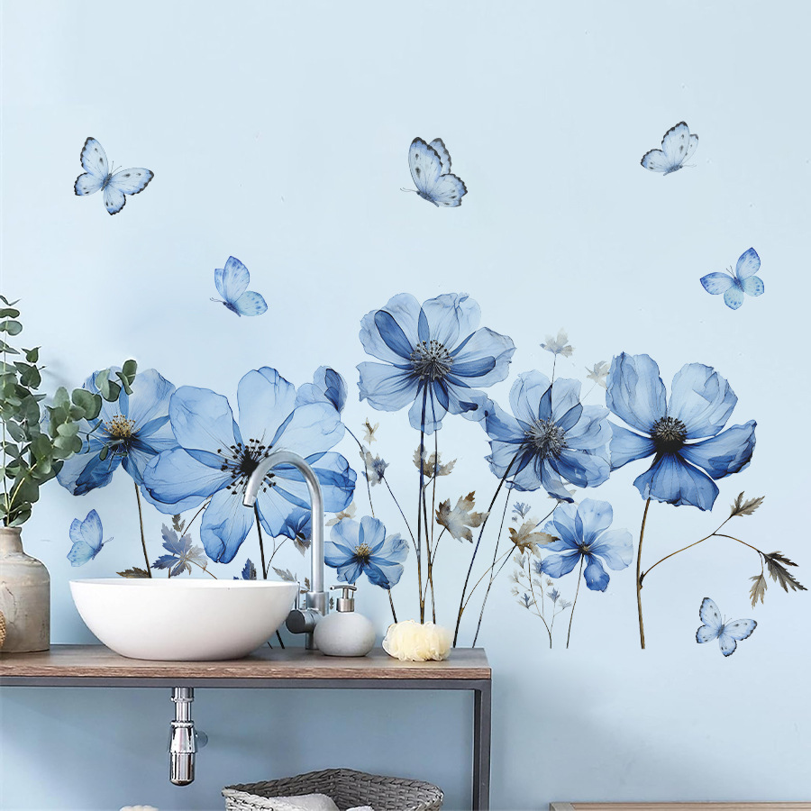 Home Decor Vinyl Flooring - Autocollant mural papillon bleu frais et