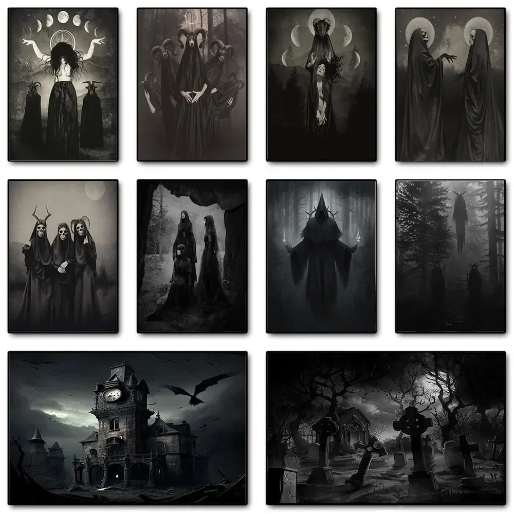 Home Decor Gothic - Affiches d'art Dark Academia Black Death