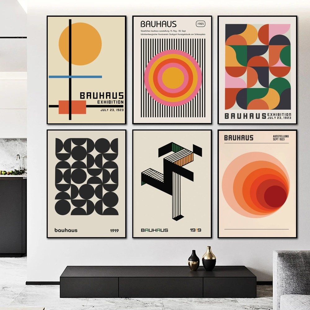 Home Decor Scrap - Affiche d'exposition géométrique Bauhaus (peinture 2D
