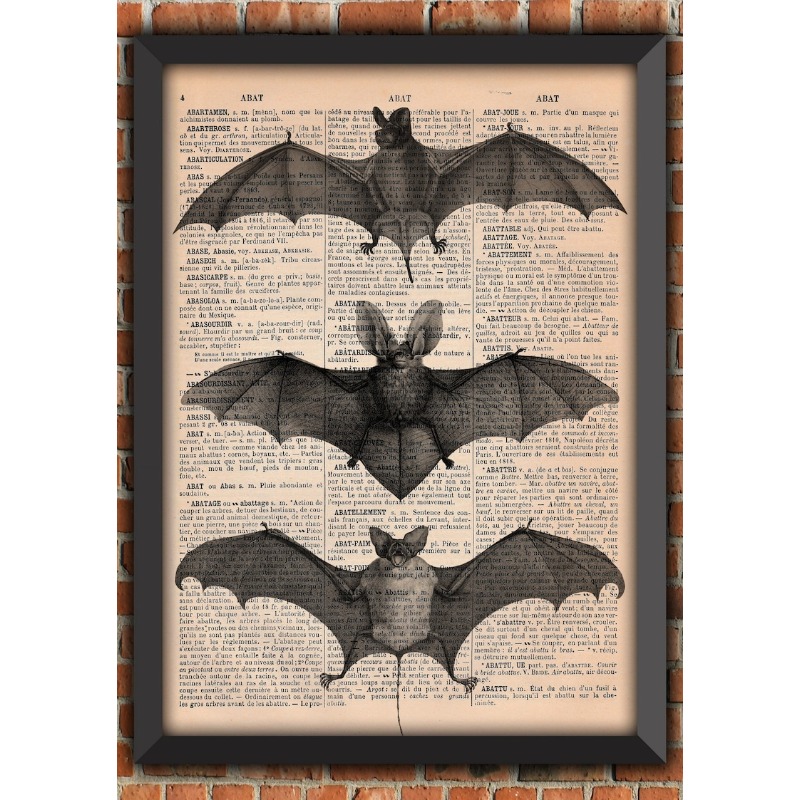 Home Decor Gothic - Affiche Imprimée : Squelette de chauve-souris,